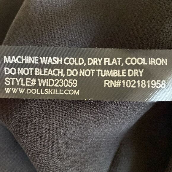 Dolls Kill Widow Sheer Black Babydoll Mini Dress Ruffle w Baby Blue Lace Trim - Picture 6 of 7